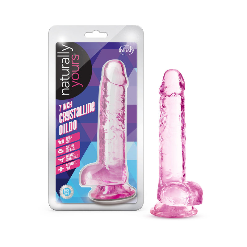 Naturally Yours - 7 Inch Crystalline Dildo - Rose-Dildos & Dongs-OUR LAVENDER