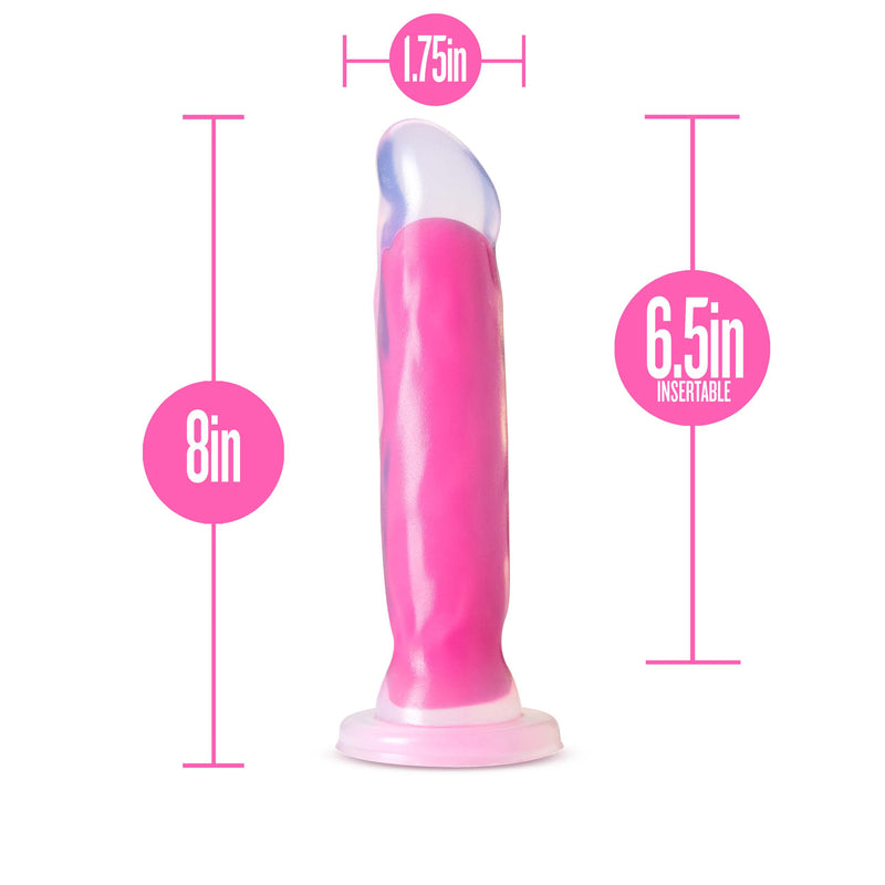 Neo Elite Glow in the Dark - Marquee - 8 Inch Silicone Dual Density Dildo - Neon Pink-Dildos & Dongs-OUR LAVENDER