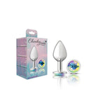 Cheeky Charms-Silver Metal Butt Plug- Round-Clear-Medium-Anal Toys & Stimulators-OUR LAVENDER