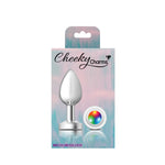 Cheeky Charms-Silver Metal Butt Plug- Light Up-Medium-Anal Toys & Stimulators-OUR LAVENDER