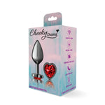 Cheeky Charms-Gunmetal Metal Butt Plug- Heart-Dark Red-Medium-Anal Toys & Stimulators-OUR LAVENDER