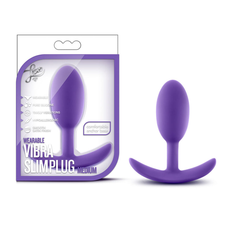 Luxe - Wearable Vibra Slim Plug - Medium - Purple-Anal Toys & Stimulators-OUR LAVENDER