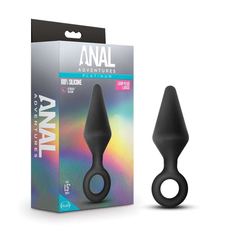 Anal Adventures Platinum - Silicone Loop Plug - Large - Black-Anal Toys & Stimulators-OUR LAVENDER