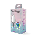 Cheeky Charms-Silver Metal Butt Plug- Round-Clear-Large-Anal Toys & Stimulators-OUR LAVENDER