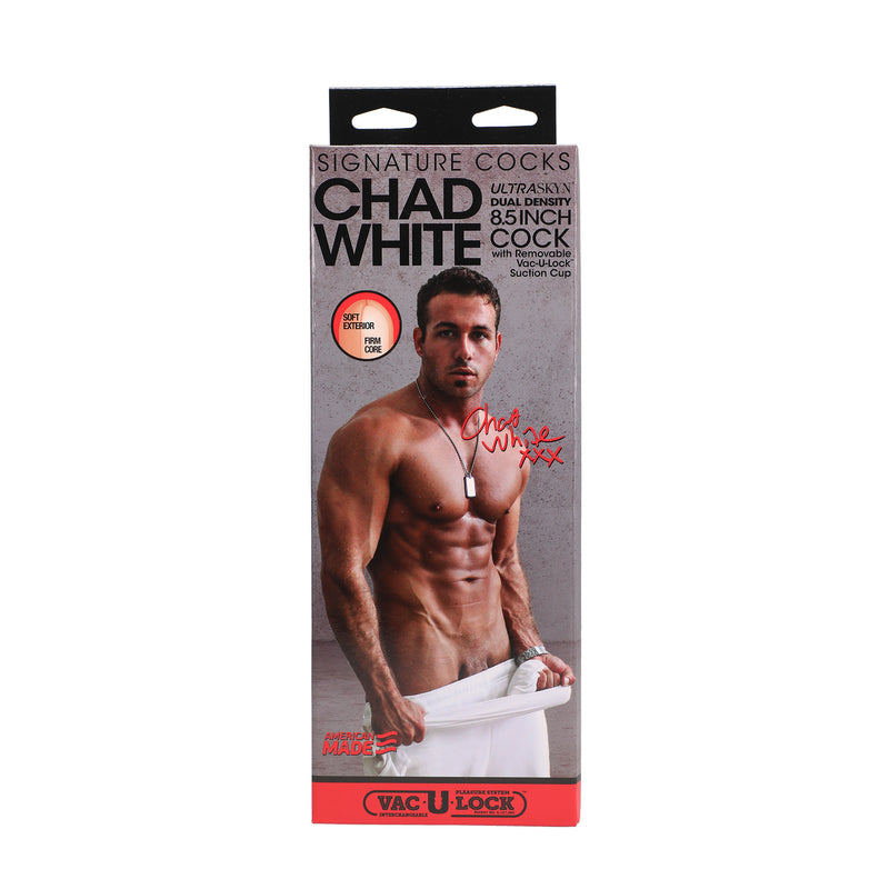 Signature Cocks - Chad White 8.5 Inch Ultraskyn Cock With Removable Vac-U-Lock Suction Cup-Dildos & Dongs-OUR LAVENDER