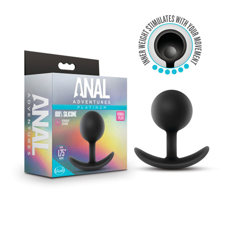 Anal Adventures - Platinum - Silicone Vibra Plug - Black-Anal Toys & Stimulators-OUR LAVENDER