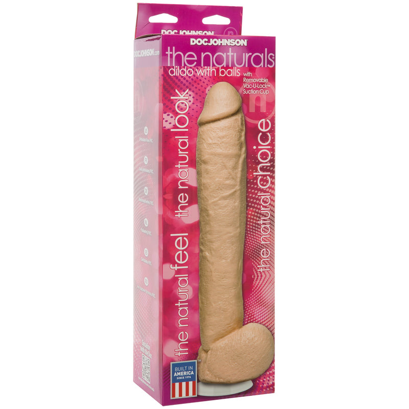 The Naturals 12 Inch Natural Dong With Balls - White-Dildos & Dongs-OUR LAVENDER