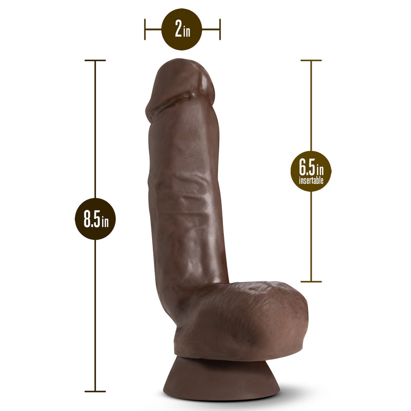 Dr. Skin Plus - 8 Inch Thick Poseable Dildo With Squeezable Balls - Chocolate-Dildos & Dongs-OUR LAVENDER