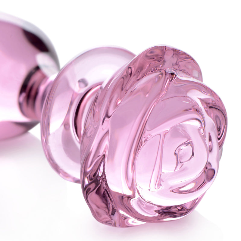 Pink Rose Glass Anal Plug - Large-Anal Toys & Stimulators-OUR LAVENDER