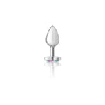 Cheeky Charms-Silver Metal Butt Plug- Heart-Clear-Small-Anal Toys & Stimulators-OUR LAVENDER