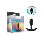 Anal Adventures - Platinum - Silicone Vibra Slim Plug - Small - Black-Anal Toys & Stimulators-OUR LAVENDER