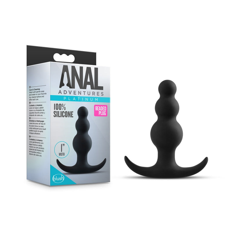 Anal Adventures Platinum - Beaded Plug - Black-Anal Toys & Stimulators-OUR LAVENDER