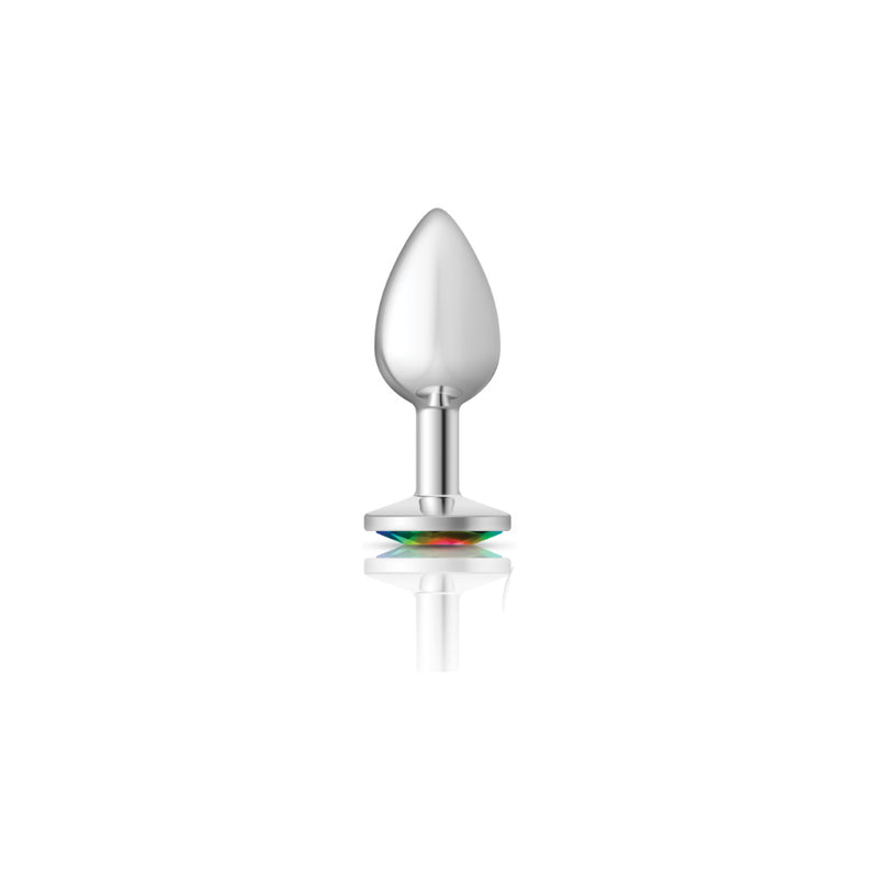 Cheeky Charms-Silver Metal Butt Plug- Round-Rainbow-Small-Anal Toys & Stimulators-OUR LAVENDER