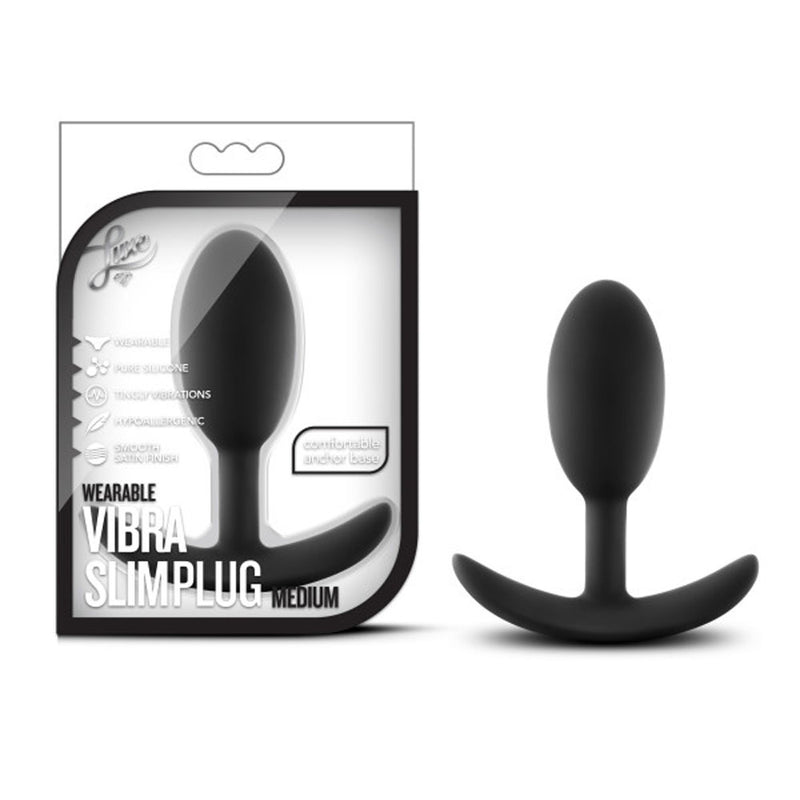 Luxe - Wearable Vibra Slim Plug - Medium - Black-Dildos & Dongs-OUR LAVENDER