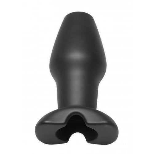 Invasion Hollow Silicone Anal Plug - Large - Black-Anal Toys & Stimulators-OUR LAVENDER