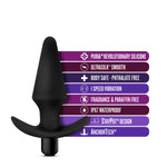 Anal Adventures Platinum - Silicone Vibrating Plug - Black-Anal Toys & Stimulators-OUR LAVENDER