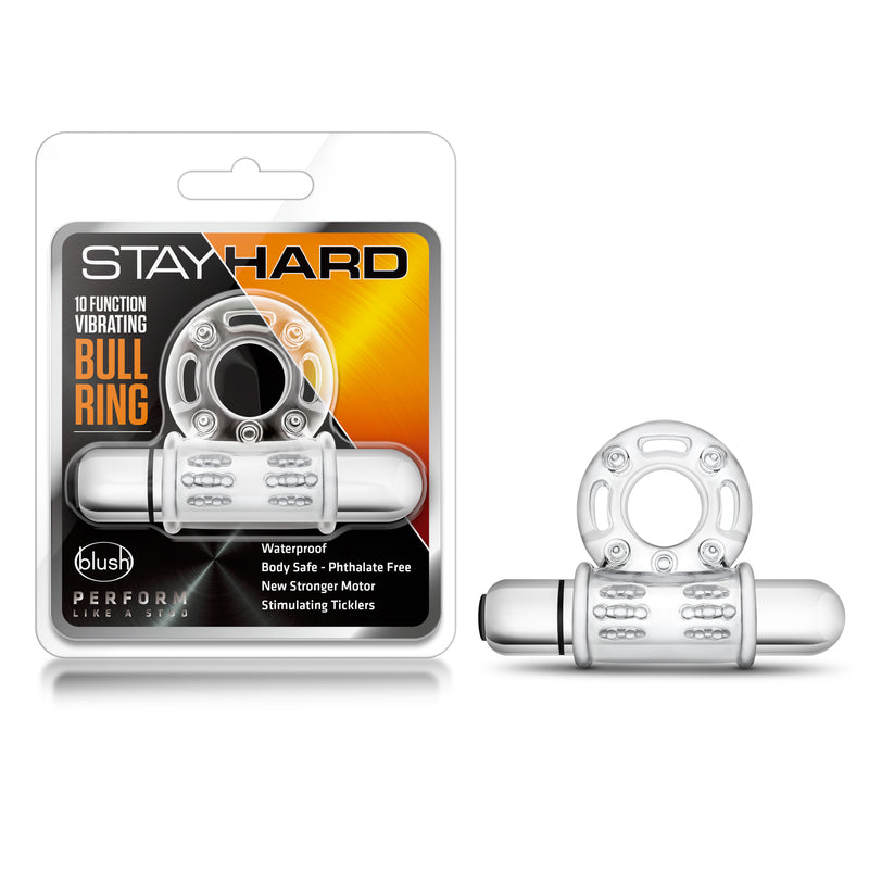 Stay Hard 10 Function Vibrating Bull Ring - Clear-Cockrings-OUR LAVENDER