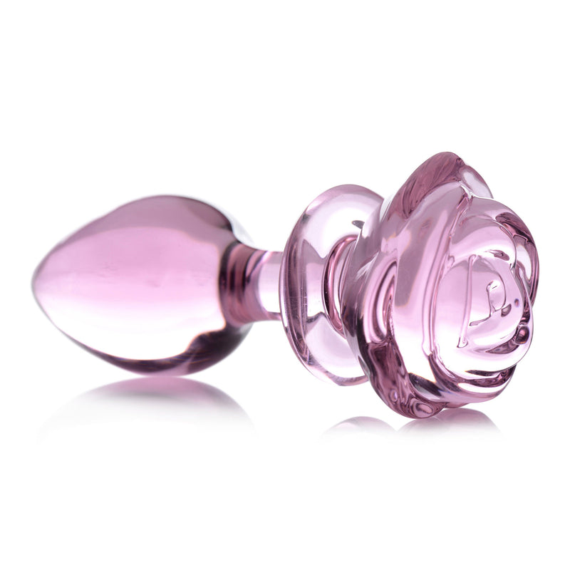 Pink Rose Glass Anal Plug - Large-Anal Toys & Stimulators-OUR LAVENDER