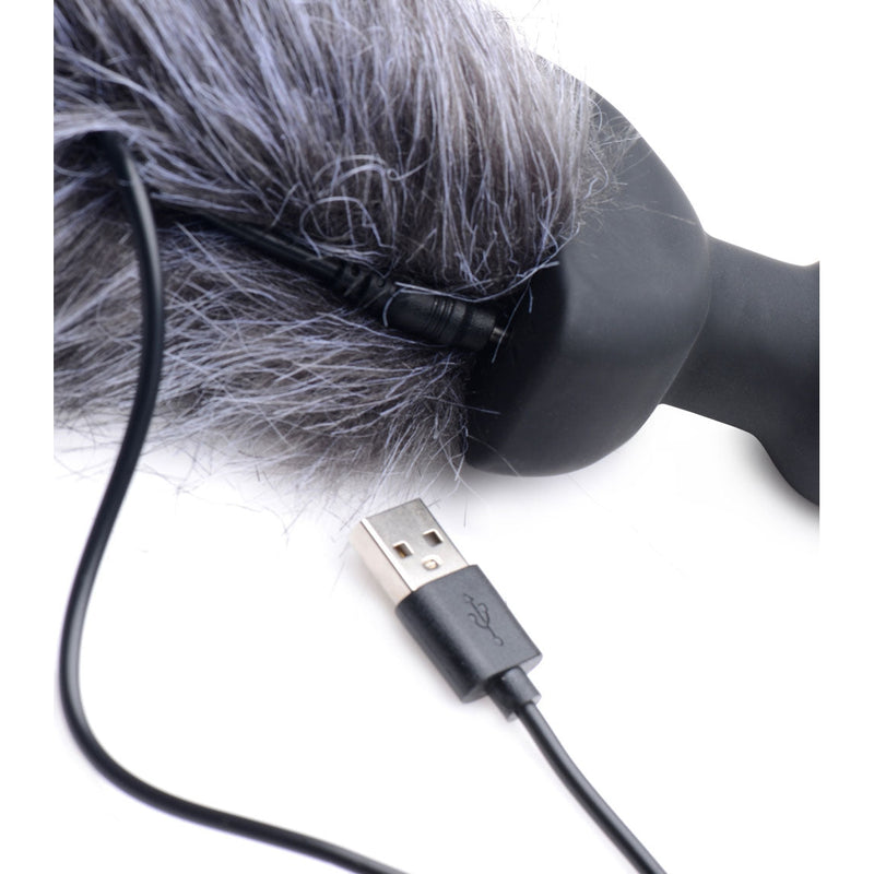 Grey Fox Tail Vibrating Anal Plug-Anal Toys & Stimulators-OUR LAVENDER