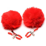 Pom Pom Nipple Clamps - Red CH-AG866-RED