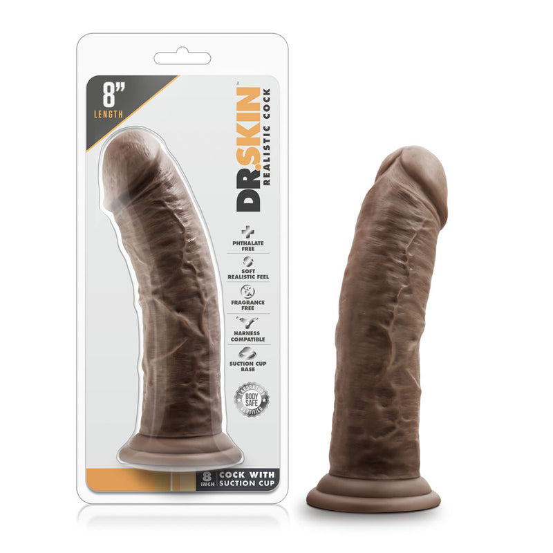 Dr. Skin - 8 Inch Cock With Suction Cup - Chocolate-Dildos & Dongs-OUR LAVENDER