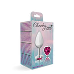 Cheeky Charms-Silver Metal Butt Plug- Heart-Bright Pink-Medium-Anal Toys & Stimulators-OUR LAVENDER