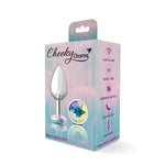 Cheeky Charms-Silver Metal Butt Plug- Round-Clear-Medium-Anal Toys & Stimulators-OUR LAVENDER