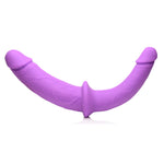 Double Charmer Silicone Double Dildo With Harness - Purple-Harnesses & Strap-Ons-OUR LAVENDER
