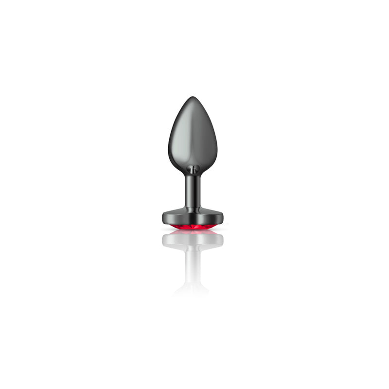 Cheeky Charms-Gunmetal Metal Butt Plug- Heart-Dark Red-Small-Anal Toys & Stimulators-OUR LAVENDER