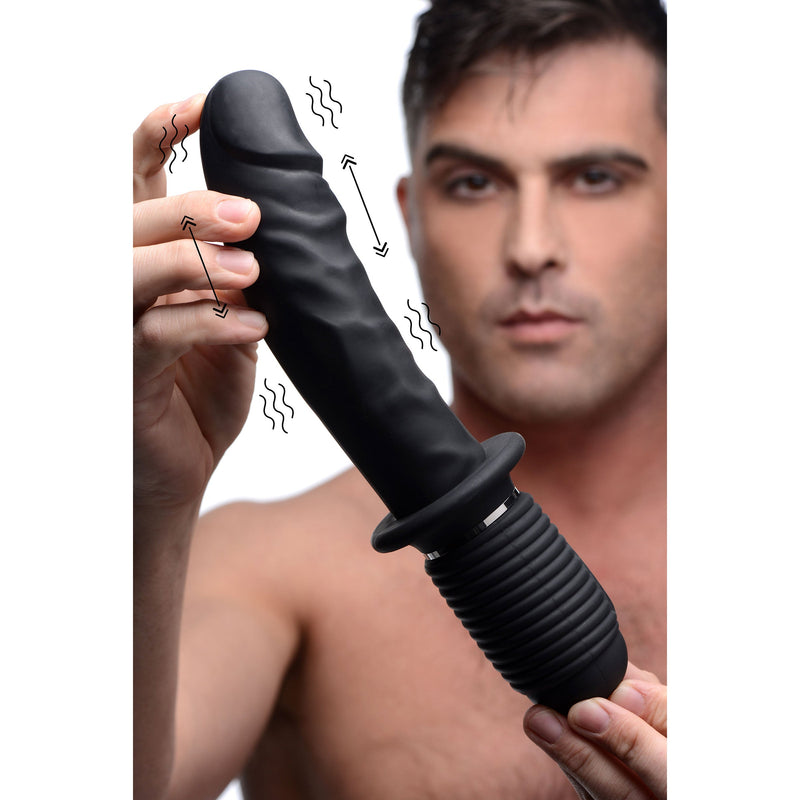 Power Pounder Vibrating and Thrusting Silicone Dildo-Vibrators-OUR LAVENDER