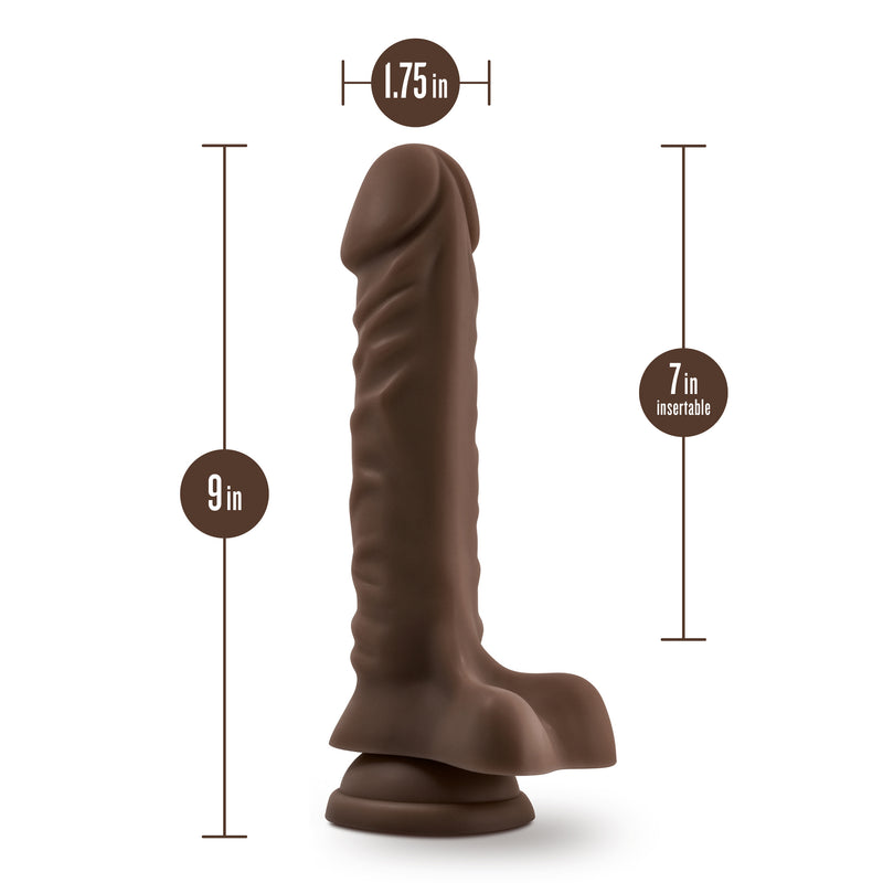 Dr. Skin Plus - 9 Inch Posable Dildo With Balls - Chocolate-Dildos & Dongs-OUR LAVENDER