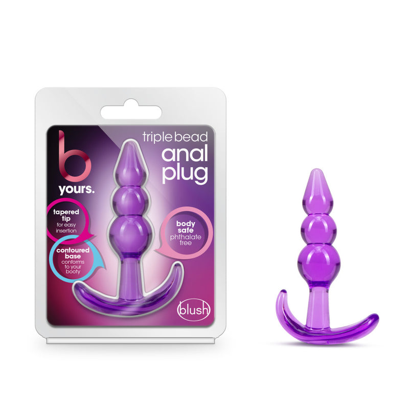 B Yours - Triple Bead Anal Plug - Purple-Dildos & Dongs-OUR LAVENDER