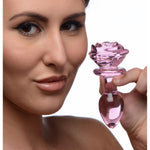 Pink Rose Glass Anal Plug - Medium-Anal Toys & Stimulators-OUR LAVENDER