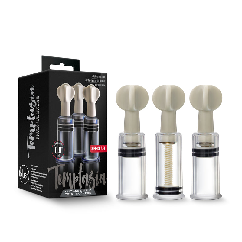 Temptasia - Clit and Nipple Twist Suckers - Set of 3 - Clear-Pumps & Enlargers-OUR LAVENDER
