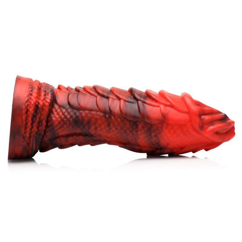 Fire Dragon Red Scaly Silicone Dildo - Red-Dildos & Dongs-OUR LAVENDER