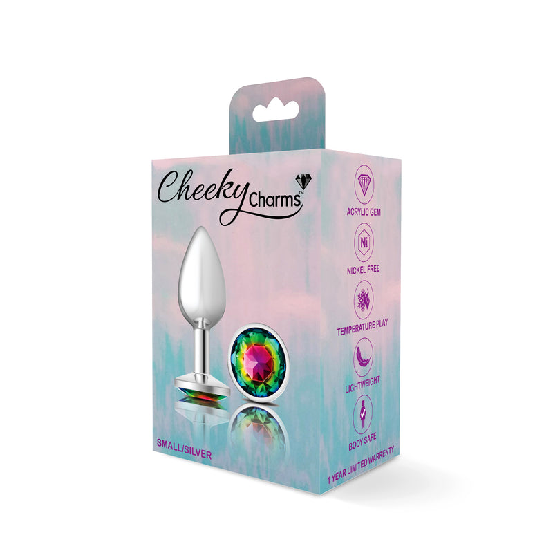 Cheeky Charms-Silver Metal Butt Plug- Round-Rainbow-Small-Anal Toys & Stimulators-OUR LAVENDER