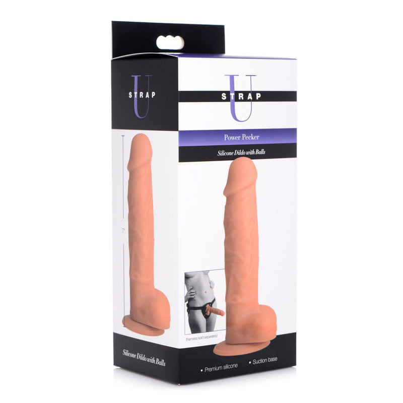 Power Pecker 7 Inch Silicone Dildo With Balls - Flesh-Dildos & Dongs-OUR LAVENDER