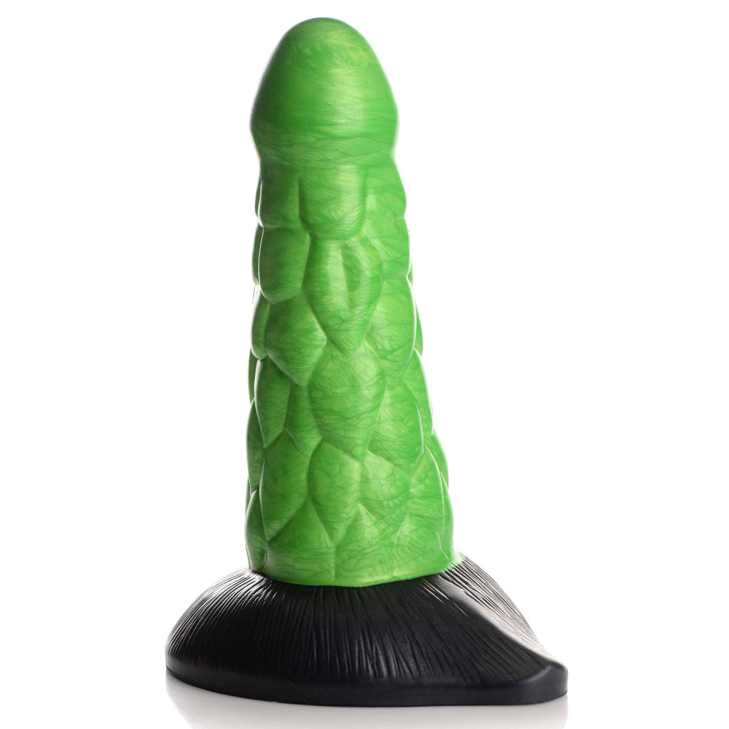 Radioactive Reptile Thick Scaly Silicone  Dildo - Green CC-AG872-GRN