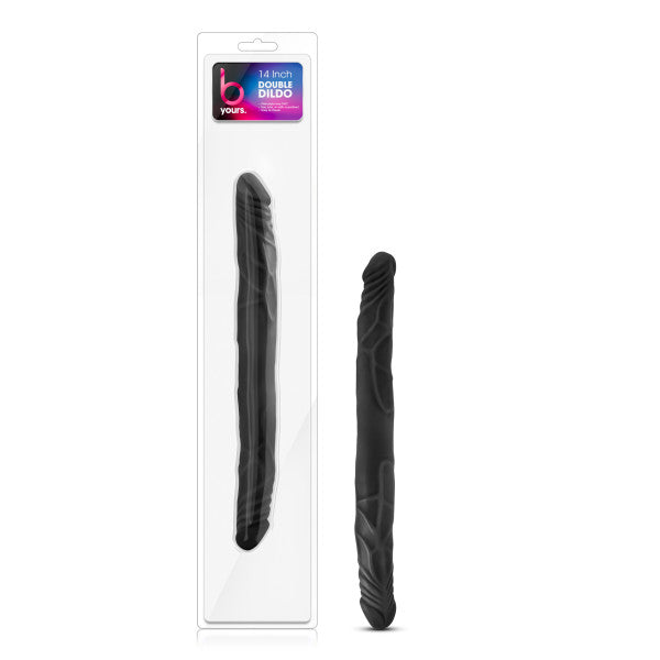 B Yours - 14 Inch Double Dildo - Black-Dildos & Dongs-OUR LAVENDER