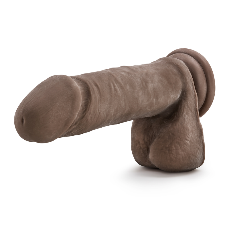 Dr. Skin Plus - 9 Inch Thick Posable Dildo With Balls - Chocolate-Dildos & Dongs-OUR LAVENDER