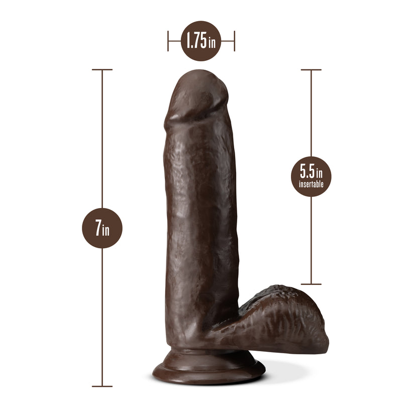 Dr. Skin Plus - 7 Inch Posable Dildo With Balls - Chocolate-Dildos & Dongs-OUR LAVENDER