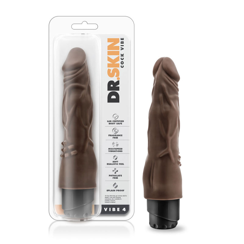 Dr. Skin - Cock Vibe 4 - 8 Inch Vibrating Cock - Chocolate-Vibrators-OUR LAVENDER