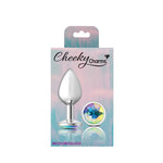 Cheeky Charms-Silver Metal Butt Plug- Round-Clear-Medium-Anal Toys & Stimulators-OUR LAVENDER