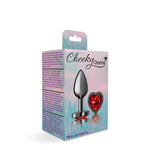 Cheeky Charms-Gunmetal Metal Butt Plug- Heart-Dark Red-Small-Anal Toys & Stimulators-OUR LAVENDER