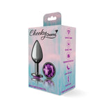 Cheeky Charms-Gunmetal Metal Butt Plug- Round-Deep Purple-Medium-Anal Toys & Stimulators-OUR LAVENDER