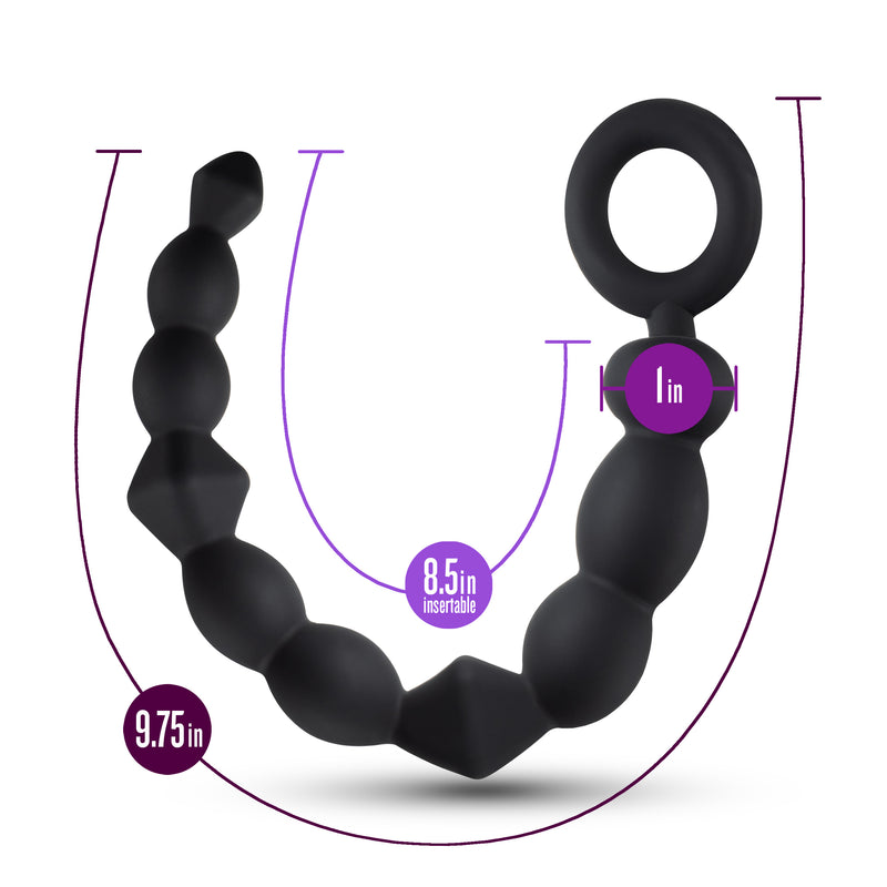 Anal Adventures Platinum - Silicone Beginner Anal Beads - Black-Anal Toys & Stimulators-OUR LAVENDER