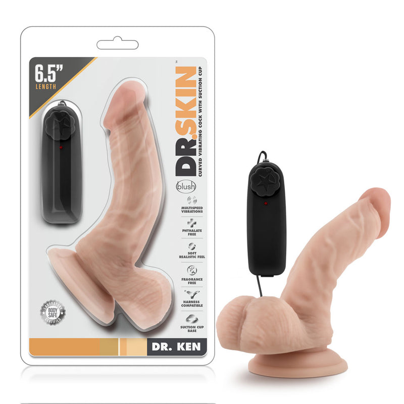 Dr. Skin - Dr. Ken - 6.5 Inch Vibrating Cock With Suction Cup - Vanilla-Vibrators-OUR LAVENDER