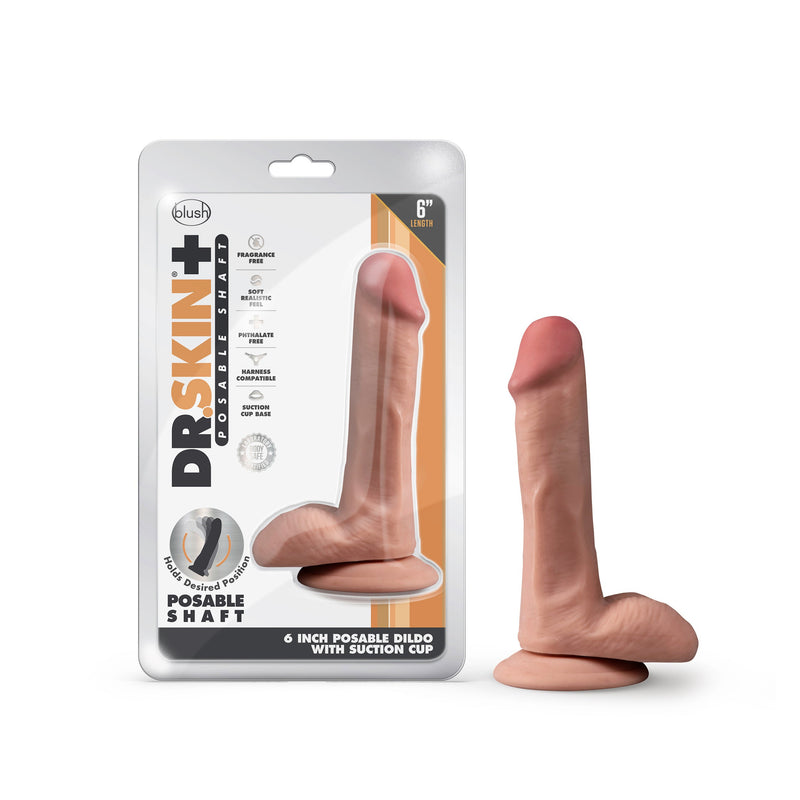 Dr. Skin Plus - 6 Inch Posable Dildo With Balls - Mocha-Dildos & Dongs-OUR LAVENDER