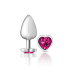 Cheeky Charms-Silver Metal Butt Plug- Heart-Bright Pink-Large VB-CC9131