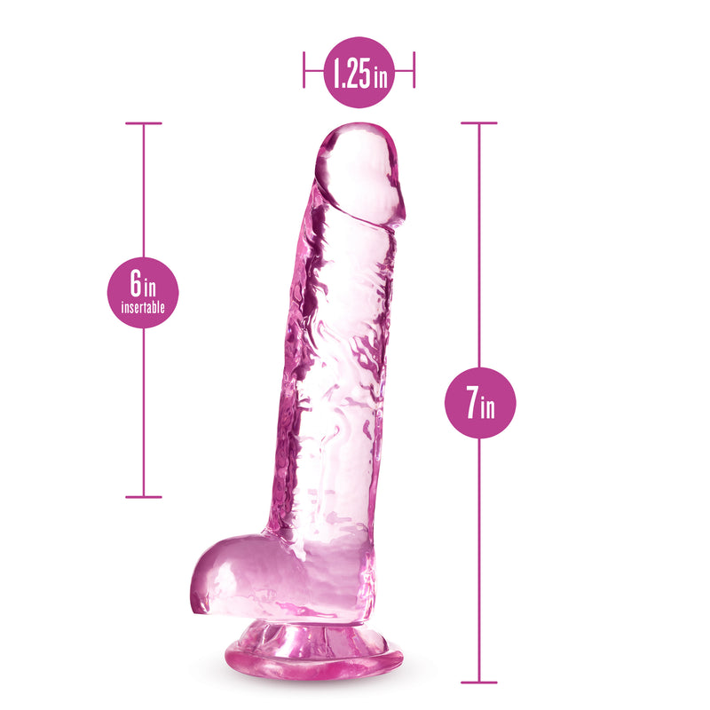 Naturally Yours - 7 Inch Crystalline Dildo - Rose-Dildos & Dongs-OUR LAVENDER